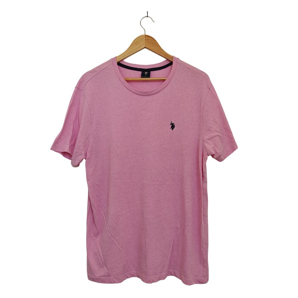 U.S. Polo Assn Pink Crewneck Tee Shirt Logo Size L Casual Classic